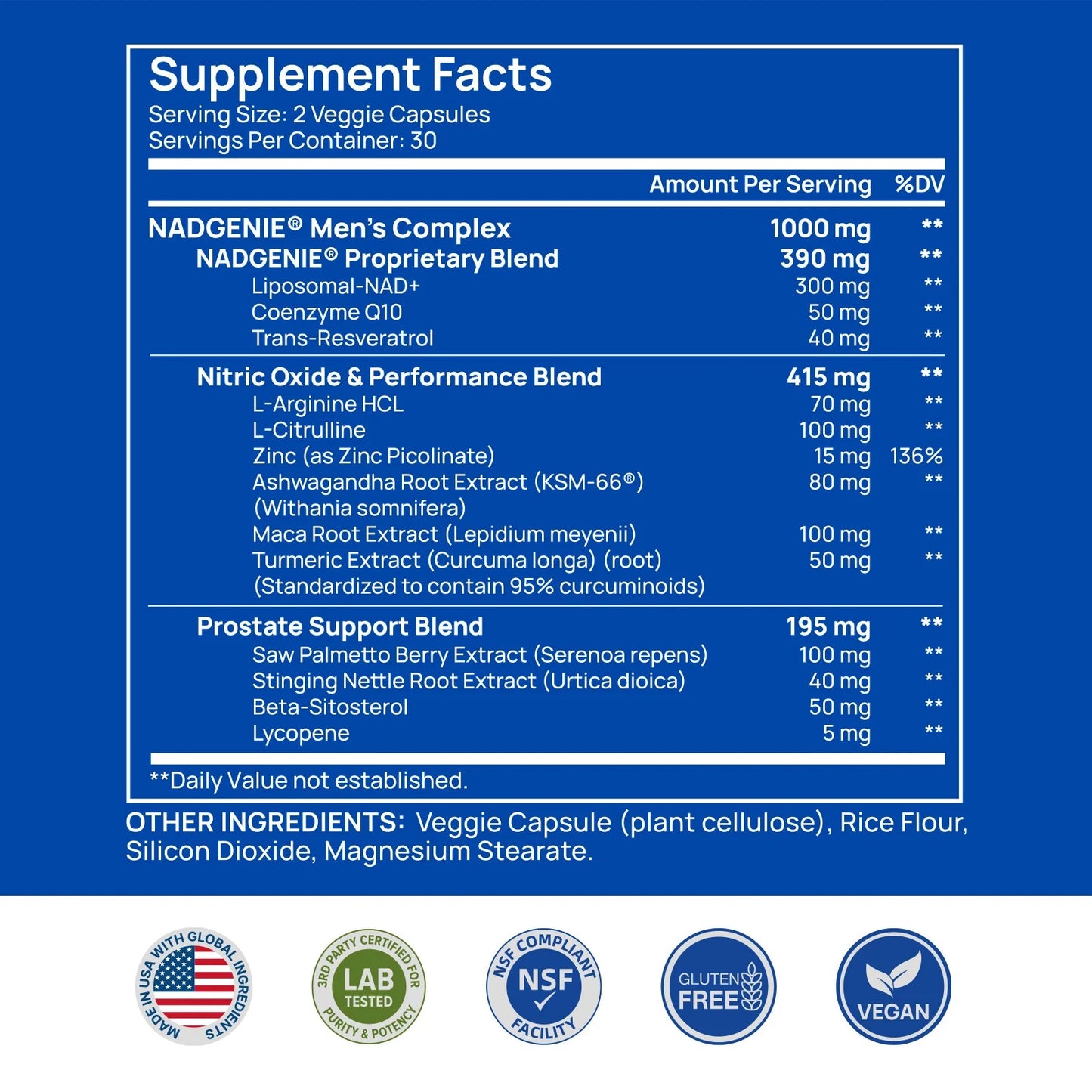 NAD Supplement for Men – Liposomal NAD+ NMN Alternative Nitric Oxide Prostate Health Supplements with Resveratrol, CoQ10, L Citrulline and Lycopene for Anti-Aging & Cellular Energy Support 60 Capsules