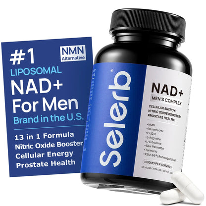 NAD Supplement for Men – Liposomal NAD+ NMN Alternative Nitric Oxide Prostate Health Supplements with Resveratrol, CoQ10, L Citrulline and Lycopene for Anti-Aging & Cellular Energy Support 60 Capsules